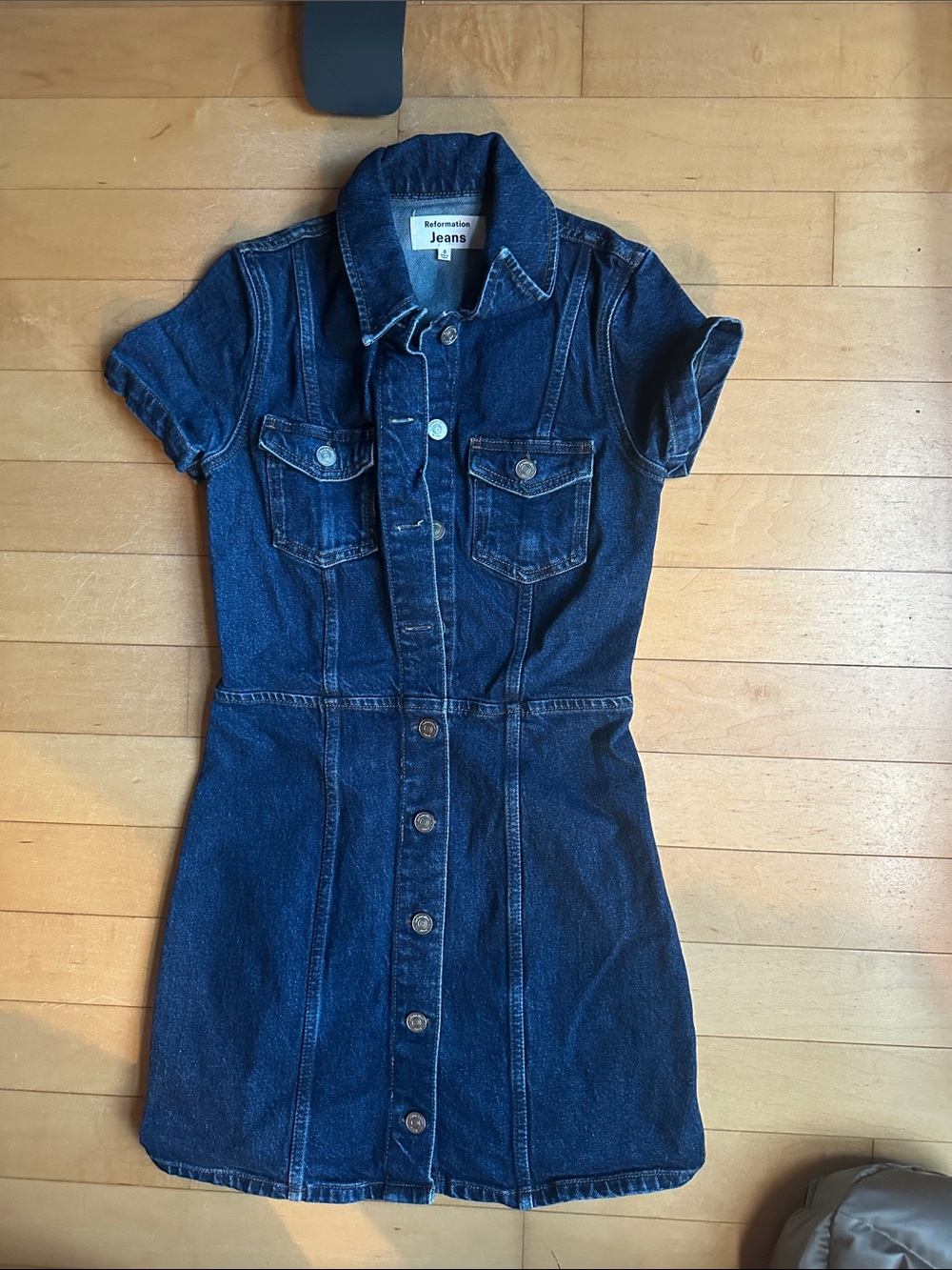 Reformation Dark Blue Denim Mini Dress